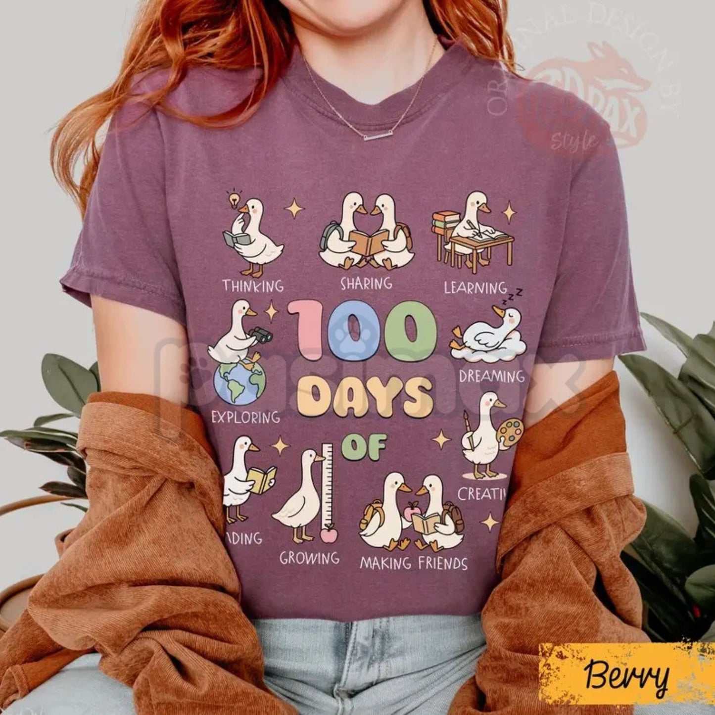 Comfort Colors® 100 Days of School Silly Goose T-Shirt – Teacher 100th Day Celebration Tee, Trendy Coquette School Goose Shirt, Funny Educator Gift