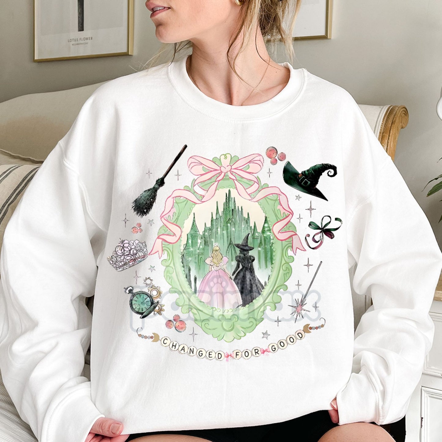Coquette Bow Wicked Change For Good Sweatshirt – Feminine Broadway Fan Top