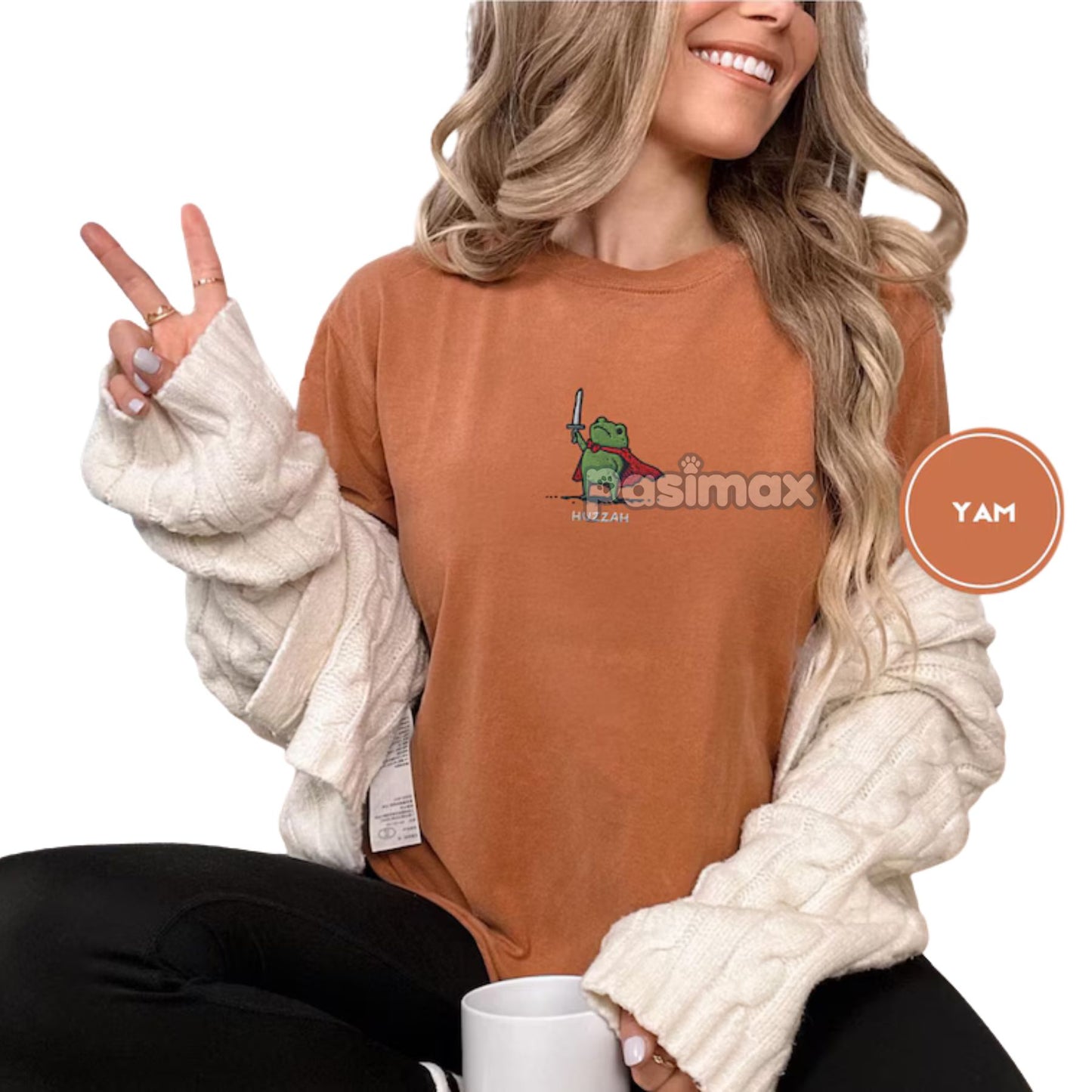 Medieval Frog Knight Comfort Colors T-Shirt – Embroidered Whimsical Fantasy Tee