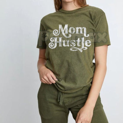 "Mom Hustle" Women's Empowerment T-Shirt – Inspirational Motherhood Graphic Tee, Premium 100% Cotton Busy Mom Top, Soft Lived-In Heavyweight Modern Mama Shirt, Made in USA