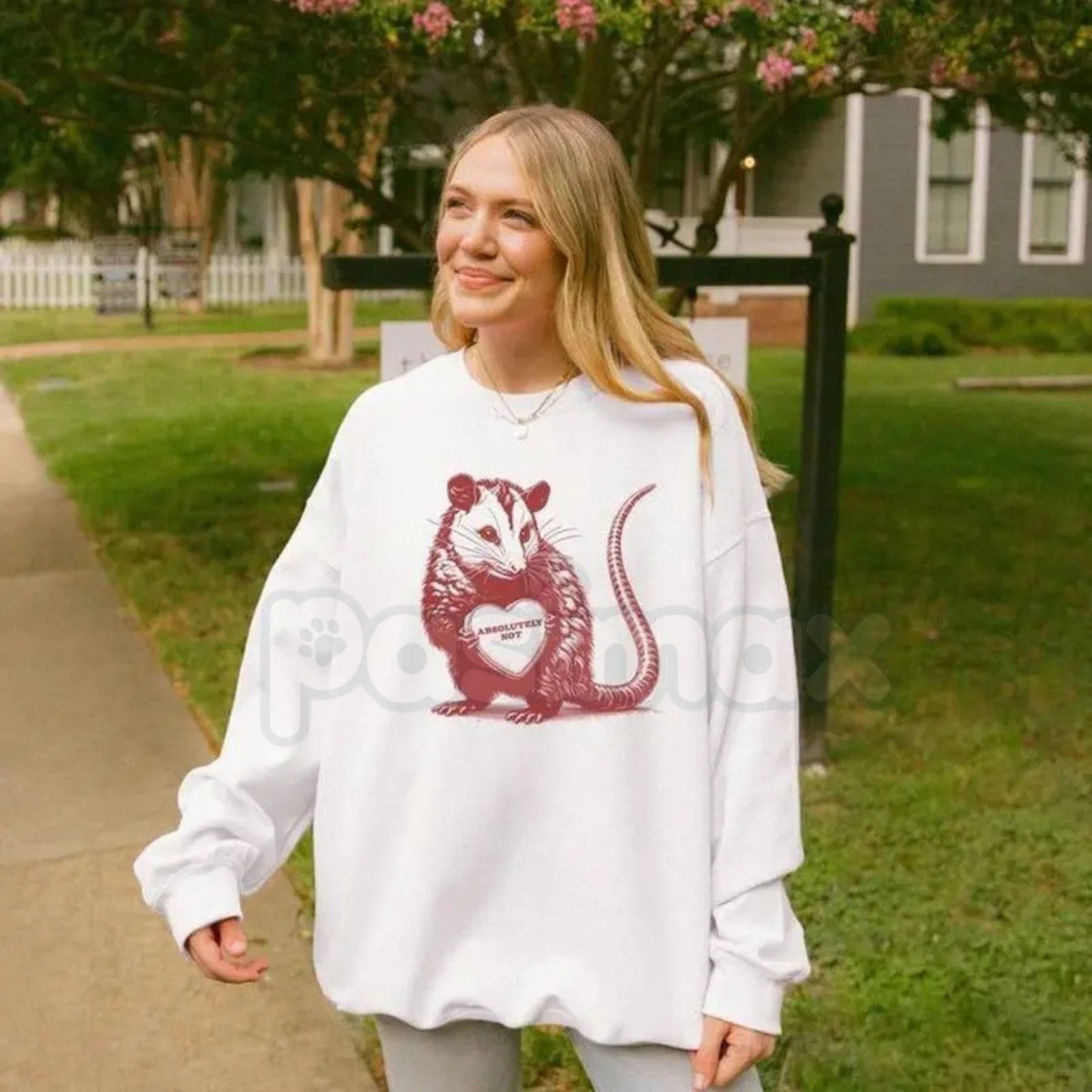 Absolutely Not Opossum Meme Sweatshirt | Vintage Animal Heart Crewneck | Funny Possum Lover Gift | Sarcastic Opossum Graphic Jumper | Retro Trash Cat Pullover | Weird Core Aesthetic Shirt
