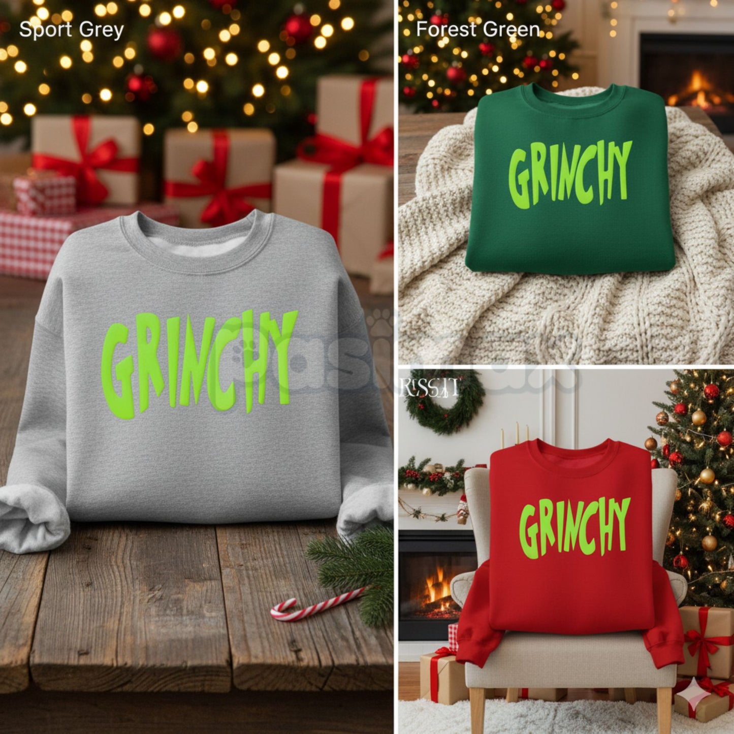 Minimalist GRINCHY Sweatshirt – I'm Only Here For The Presents Holiday Crewneck