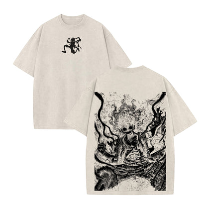 One Piece "Luffy Joyboy" Retro Vintage T-Shirt – Unisex Anime Acid Washed Tee