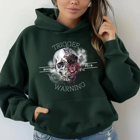 Trigger Warning Reading Hoodie – Funny Book Lover Pullover, Bibliophile Reader Gift, Unisex Bookworm Apparel