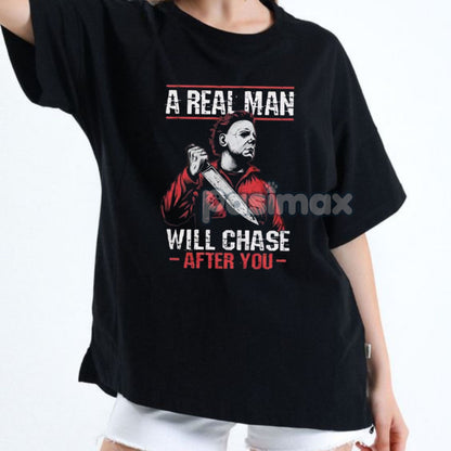 Scary Halloween Horror Movie T-Shirt - Serial Killer Graphic Tee For Him, Men's Apparel