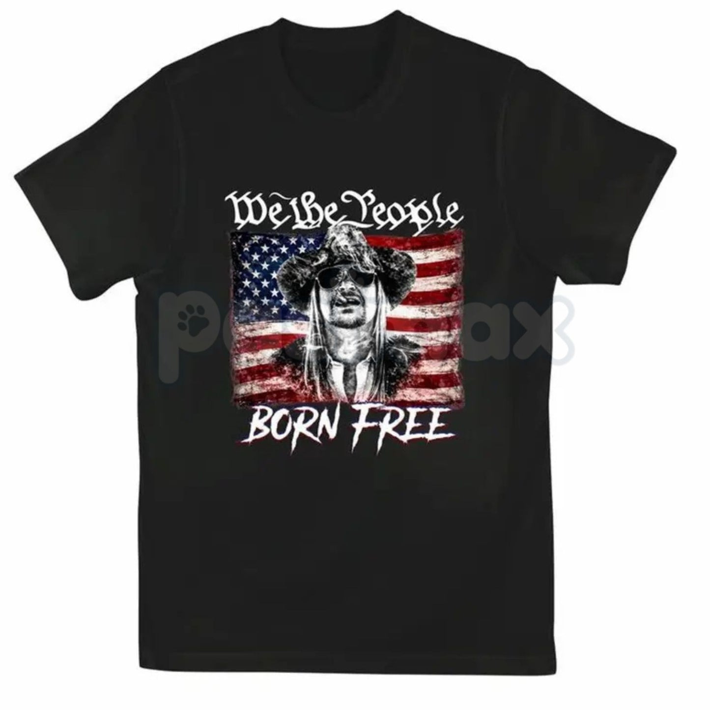 "Born Free" Classic American Flag T-Shirt - Heritage USA Graphic Tee, Premium Heavyweight 100% Cotton Patriotic Shirt, Old School Americana Style Top, Traditional Liberty & Freedom Apparel, High-Quality Made in USA Statement Shirt