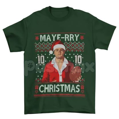Drake Maye Christmas T-Shirt - Patriots Rookie Holiday Tee, NFL Quarterback Festive Apparel, New England Fan Gift