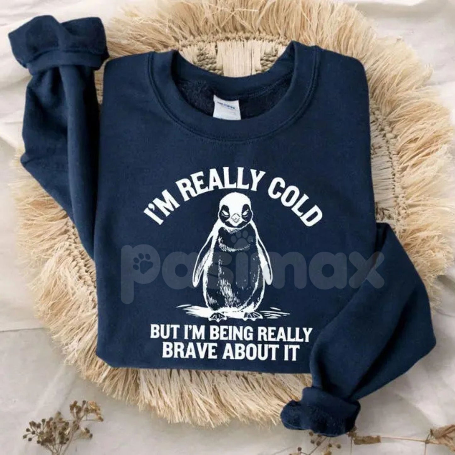 I'm Really Cold But I'm Being Really Brave About It Sweatshirt | Funny Relatable Humor Crewneck | Sarcastic Winter Jumper | Always Cold Personality Pullover | Witty Quote Gift for Her | Aesthetic Chill Vibes Shirt
