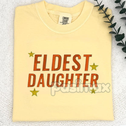 Eldest Daughter Embroidered Comfort Colors T-Shirt – Older Sister Gift Tee