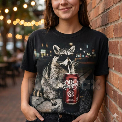 Vintage Raccoons Dr. Pepper T-Shirt – Retro Trash Panda Soda Graphic Tee, Funny Dank Meme Streetwear, Sarcastic 90s Aesthetic Animal Shirt