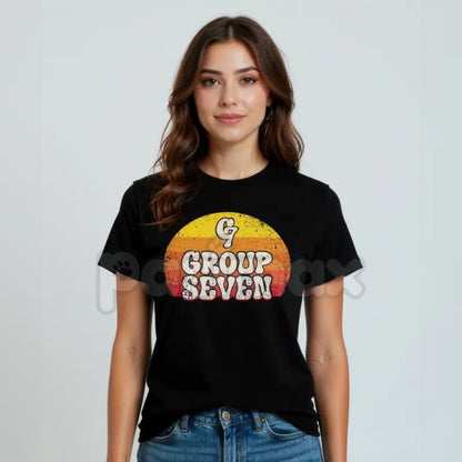 Group 7 Unisex Black T-Shirt - Exclusive Group Seven Member Apparel, Team Identity Graphic Tee, Minimalist Black Logo Shirt