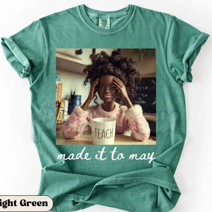 Comfort Colors® Teacher Doll Face Meme T-Shirt – Funny "Made It To May" Last Day of School Tee, Sarcastic End of Year Educator Shirt, Aesthetic Summer Break Top