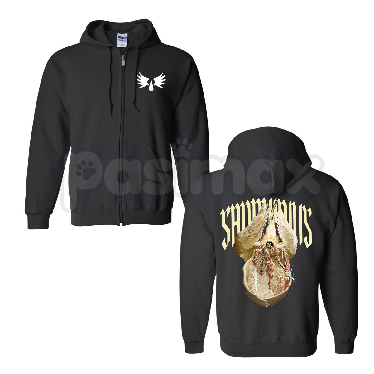 Sanguinius Primarch of Blood Angels Zip Hoodie – Warhammer 40k Tactical Gaming Apparel, Epic Sci-Fi Graphic Sweater