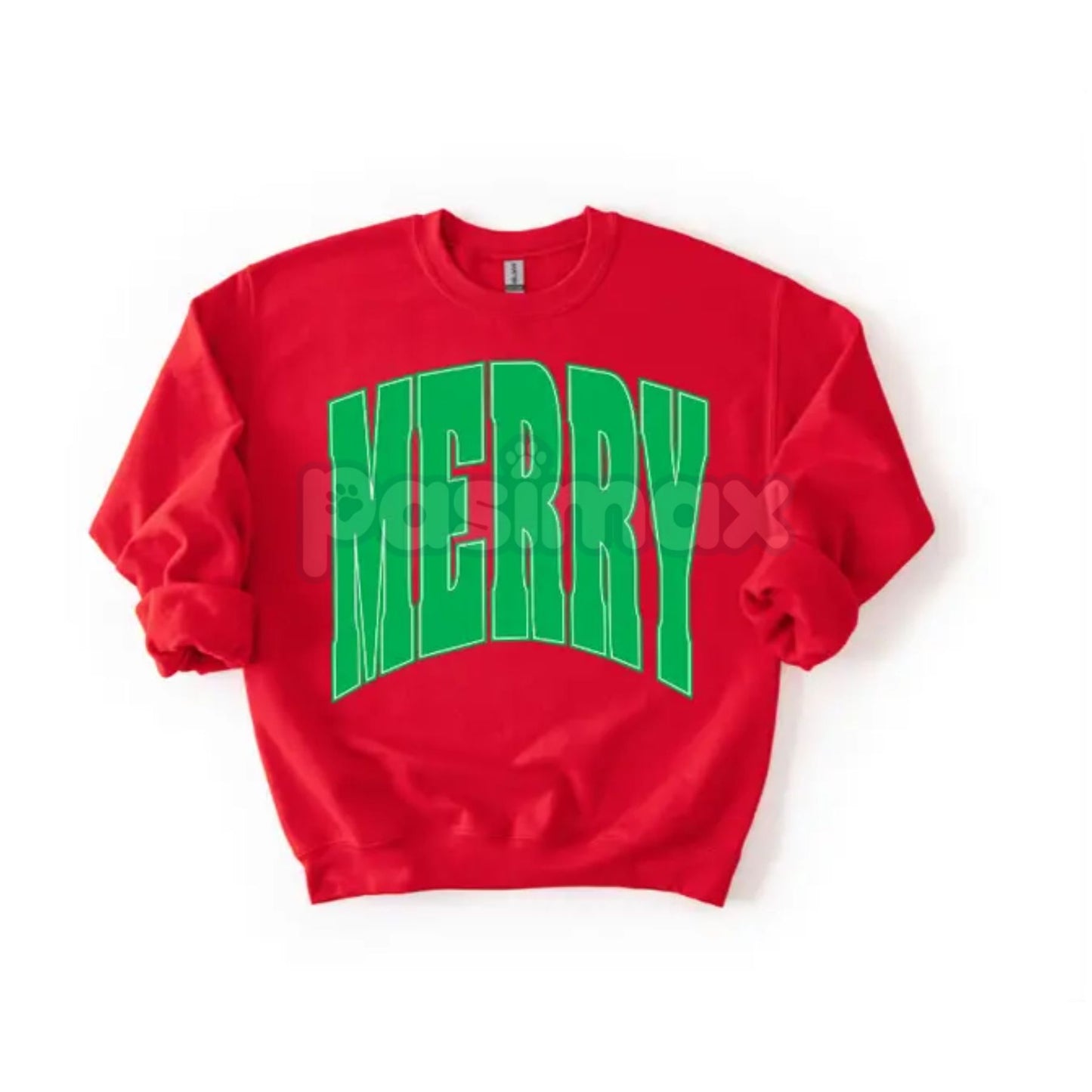 Merry Oversized Print Christmas Sweatshirt – Festive Bold Graphic Holiday Crewneck