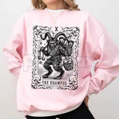 Krampus Tarot Card Goth Christmas Sweatshirt | Spooky Occult Holiday Jumper | Jólakötturinn Alternative Xmas Gift | Dark Academia