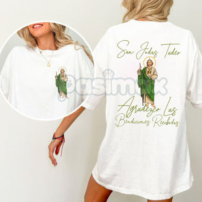 San Judas Tadeo Latino Heritage T-Shirt - 2 Sides Graphic Tee, Classic Cotton Fit