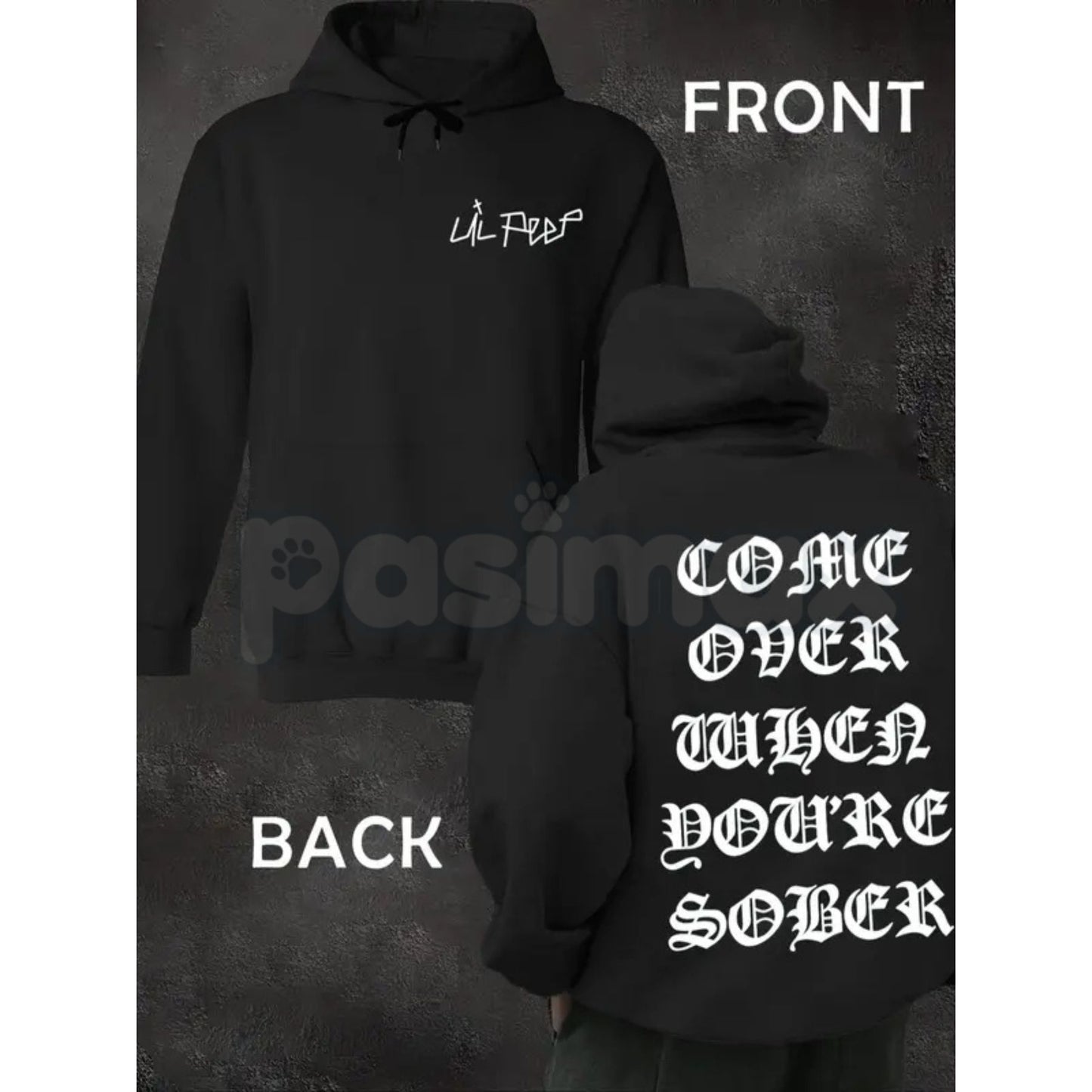 Black Lil Peep 'Come Over When You're Sober' Hoodie – COWYS Tribute Streetwear, GothBoiClique Aesthetic Pullover, Unisex