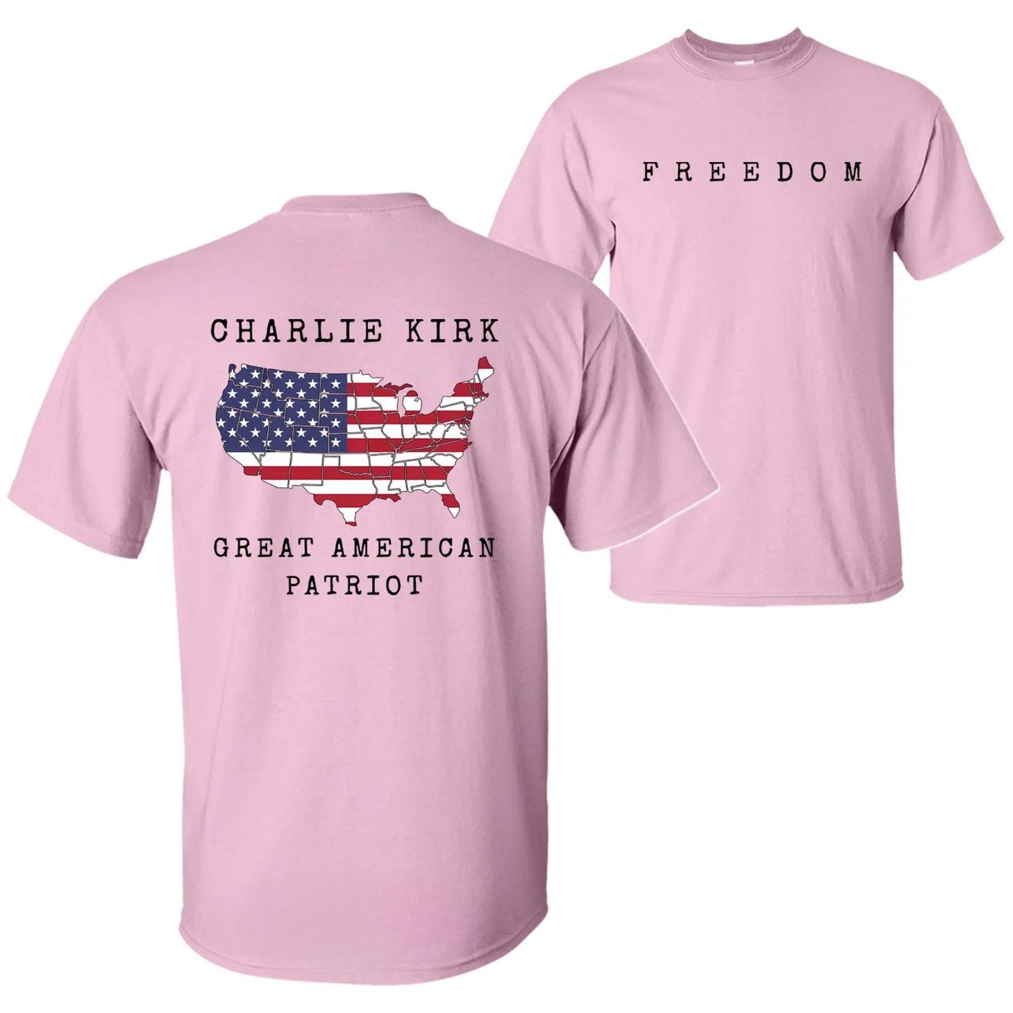Charlie Kirk "Freedom & True Patriot" T-Shirt - American Statement Tee, Political Fan Apparel