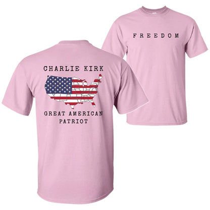 Charlie Kirk "Freedom & True Patriot" T-Shirt - American Statement Tee, Political Fan Apparel