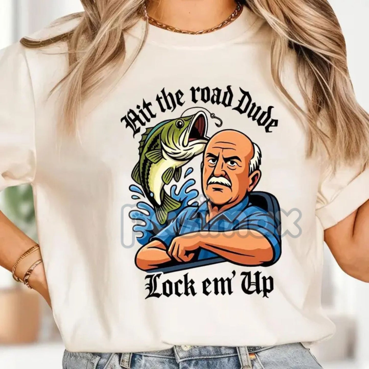 "Lock 'Em Up" Funny T-Shirt - Angry Old Man Driving Truck Tee, Sarcastic Humor Shirt