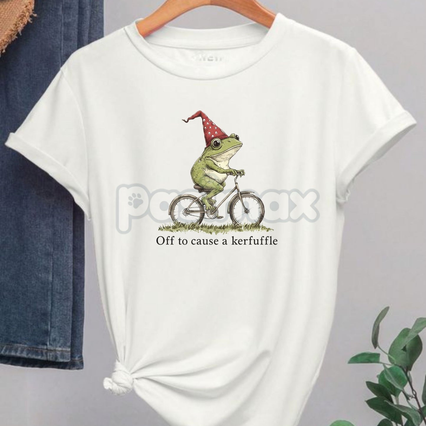 "Off to Cause a Kerfuffle" Frog Meme T-Shirt - Sarcastic Internet Slogan Tee, Unisex Funny Weirdcore Graphic, Viral Humor Apparel