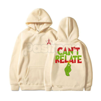 "Can't Relate" Holiday Hoodie – Funny Anti-Christmas Slogan Pullover, Grinch & Introvert Festive Apparel, Unisex