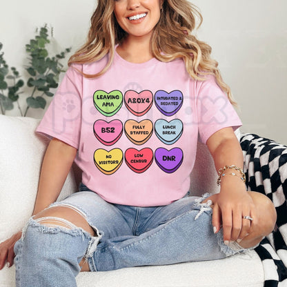 Aesthetic Fruits of the Spirit Hearts T-Shirt - Modern Christian Candy Heart Tee, Galatians 5:22 Scripture Graphic Shirt, Minimalist Faith-Based Gift Apparel