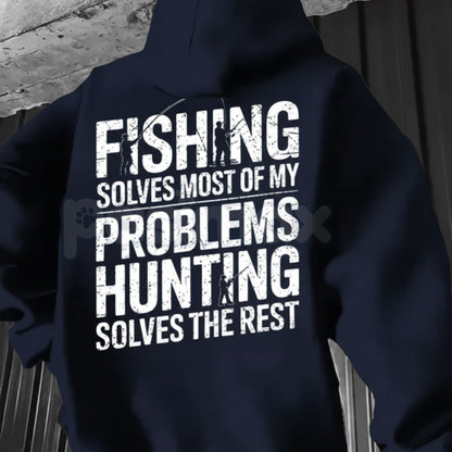 Outdoorsman’s Therapy Hoodie – Fishing & Hunting Problem Solver Pullover, Rugged Sportsman Apparel, Unisex