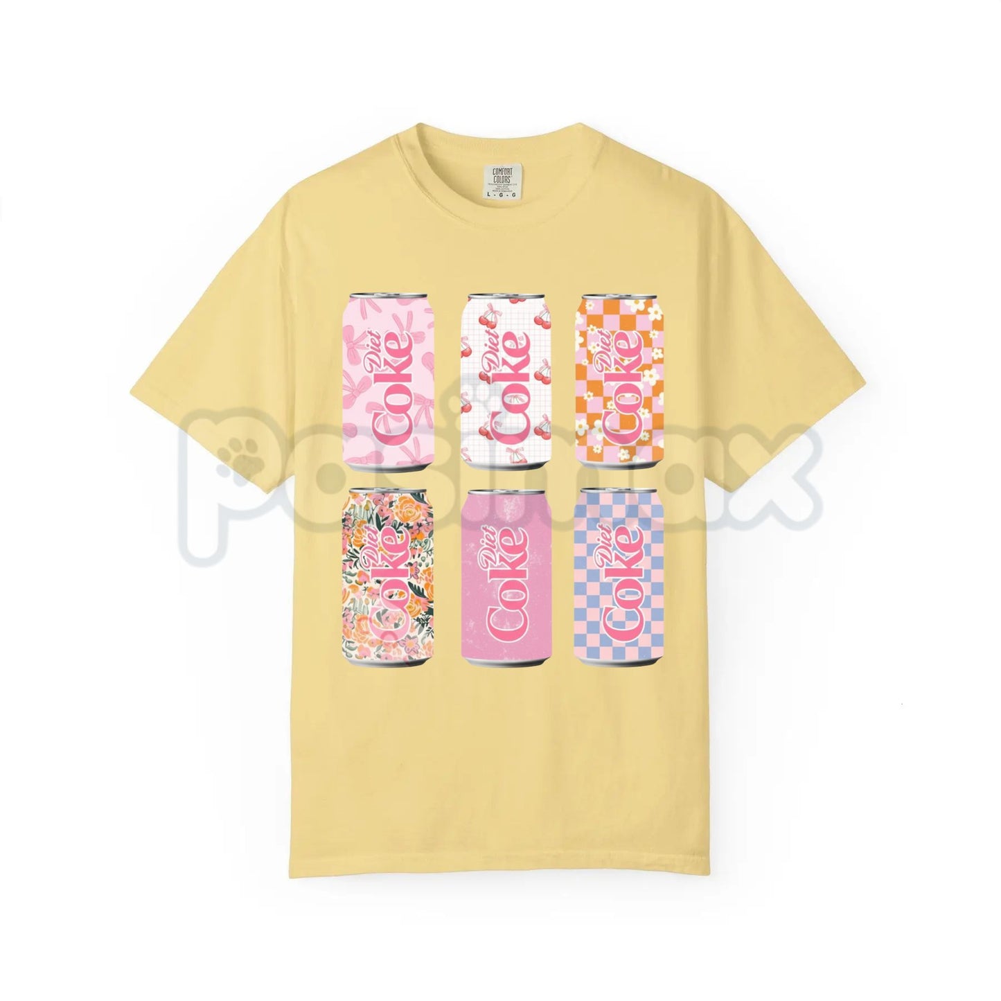 Comfort Colors® Vintage Multi Soda Cans Graphic Tee – Retro Pop Can Aesthetic Shirt, Colorful 90s Streetwear Top, Relaxed Fit Soda Lover Gift