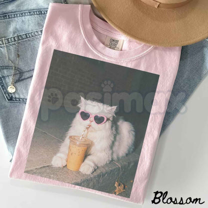 Persian Cat Iced Coffee Vintage Graphic Tee