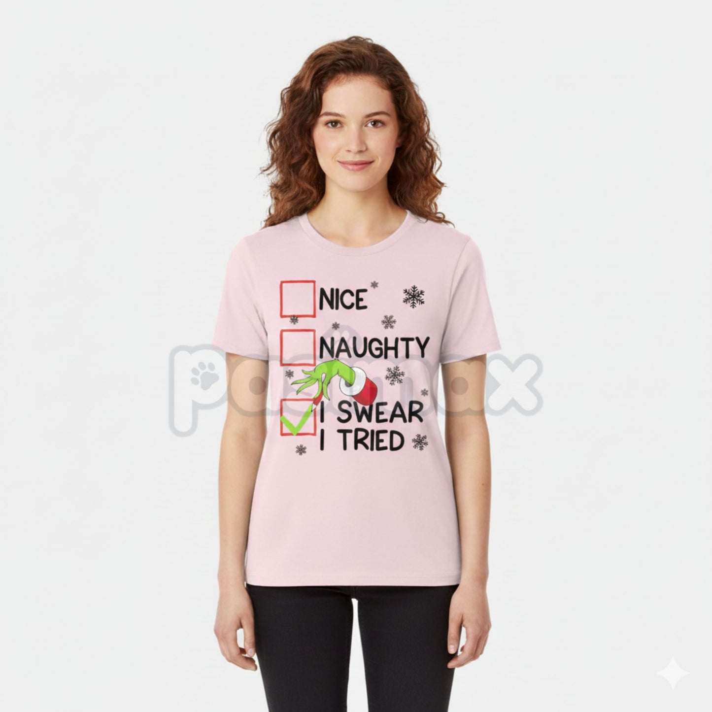 Groovy Naughty "I Swear I Tried" Christmas Holiday Unisex Tee - Funny Self-Aware Slogan Shirt, Retro Christmas Humor Apparel, Unisex Holiday Gift