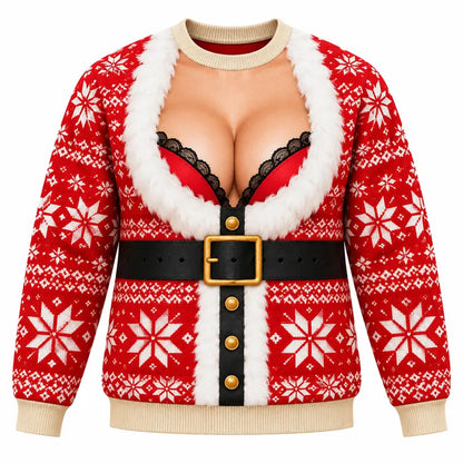 Funny Ugly Christmas Knitted Sweater – Hilarious Holiday Party Jumper, Festive Crewneck Pullover for Men & Women