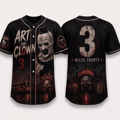 Horror Slasher Baseball Jersey – Gothic Halloween Button Front Shirt & Dark Character Graphic Top