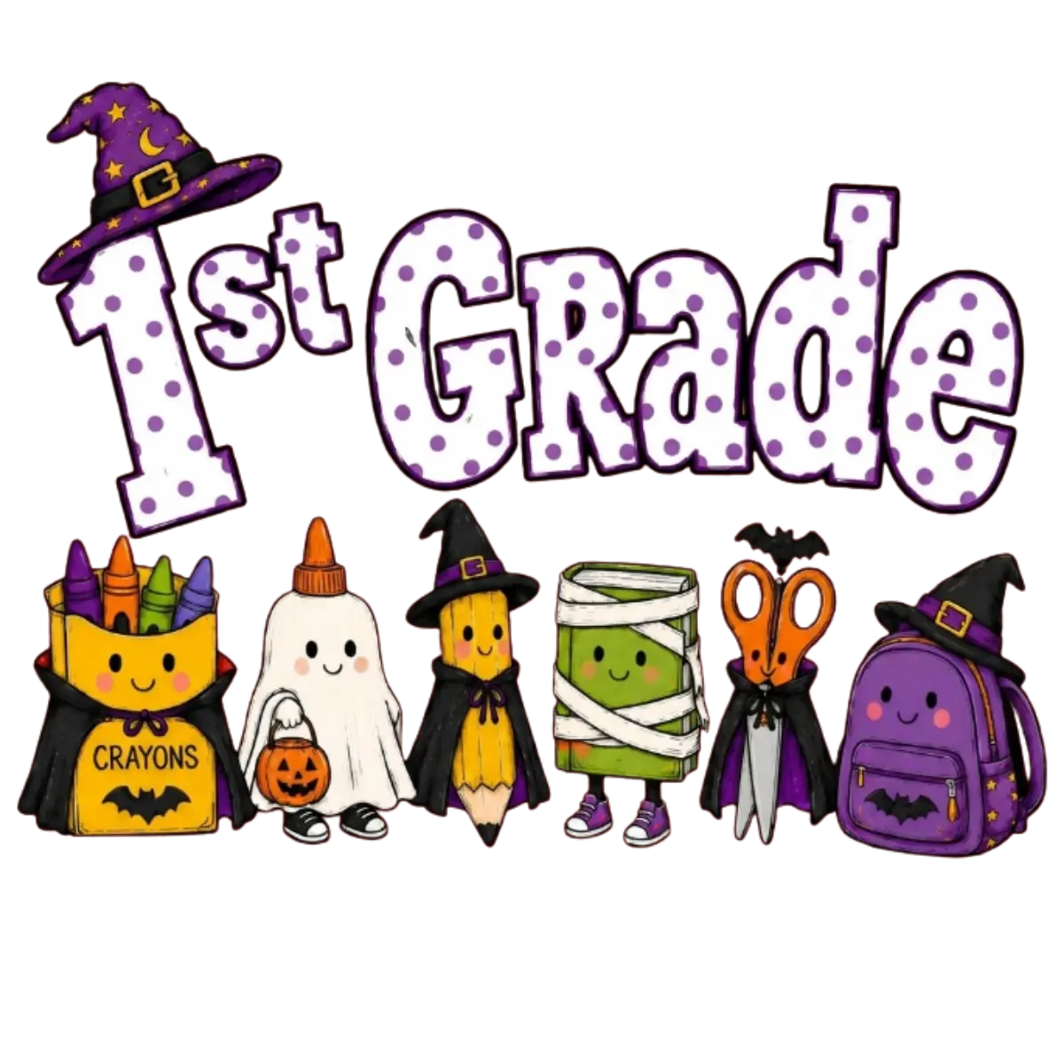 Comfort Colors® All Grade Halloween Teacher T-Shirt – Spooky Pencil Graphic Tee, Retro School Classroom Unisex Top & Gift