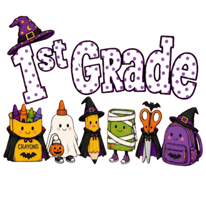 Comfort Colors® All Grade Halloween Teacher T-Shirt – Spooky Pencil Graphic Tee, Retro School Classroom Unisex Top & Gift