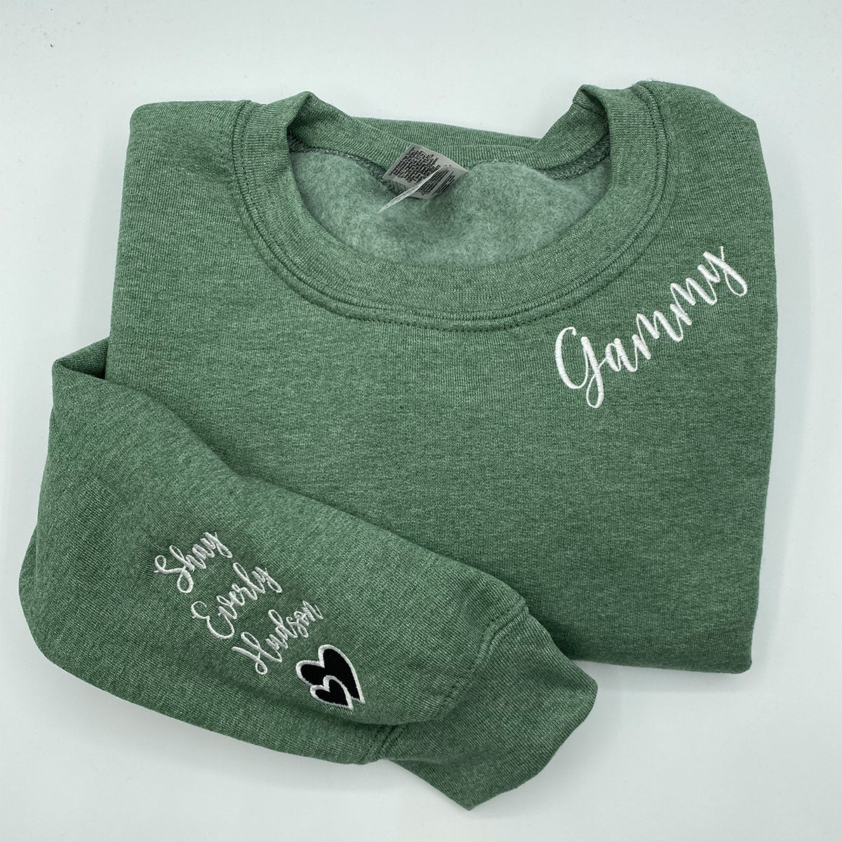 Custom Embroidered Grams Sweatshirt Hoodie with Initial Heart, Unique Gift for Grandma Birthday