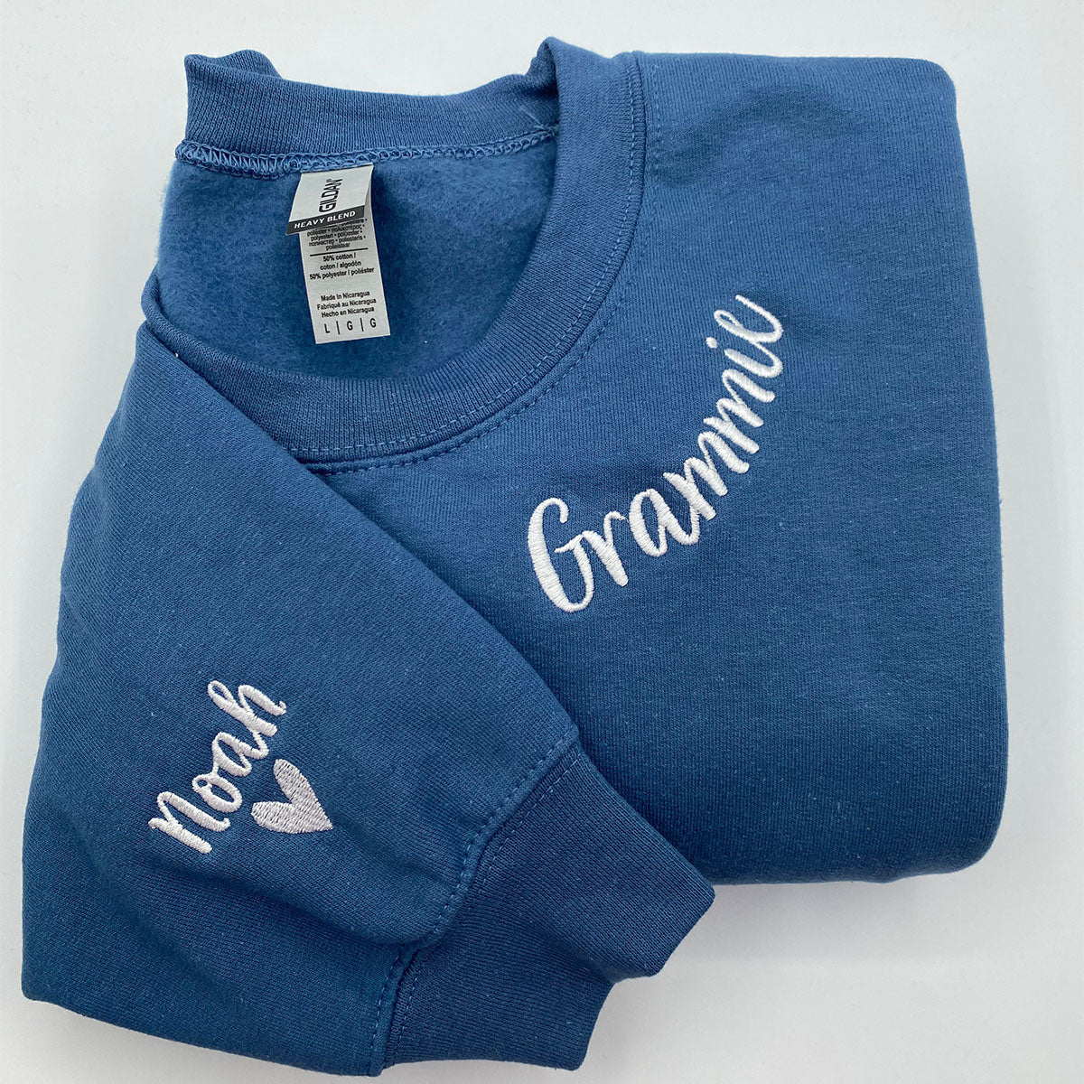 Custom Embroidered Grams Sweatshirt Hoodie with Initial Heart, Unique Gift for Grandma Birthday