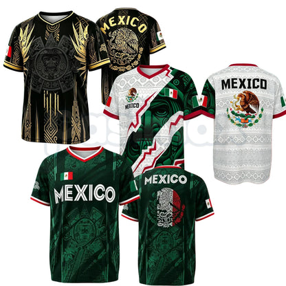 2026 Mexico Soccer V-Neck Short Sleeve Shirt – Men's & Women's Football Fan Tee, Mexican Pride Sportswear-Pasimax