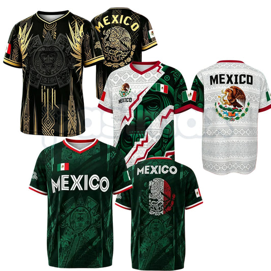 2026 Mexico Soccer V-Neck Short Sleeve Shirt – Men's & Women's Football Fan Tee, Mexican Pride Sportswear-Pasimax