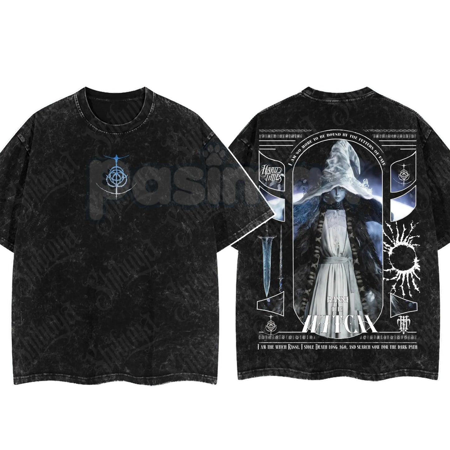 Elden Ring Limited Edition Double-Printed T-Shirt – Oversized Acid Washed Graphic Tee, Lightweight Cotton Anime Streetwear