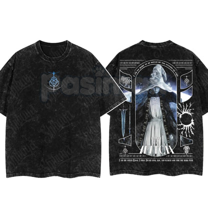 Elden Ring Limited Edition Double-Printed T-Shirt – Oversized Acid Washed Graphic Tee, Lightweight Cotton Anime Streetwear