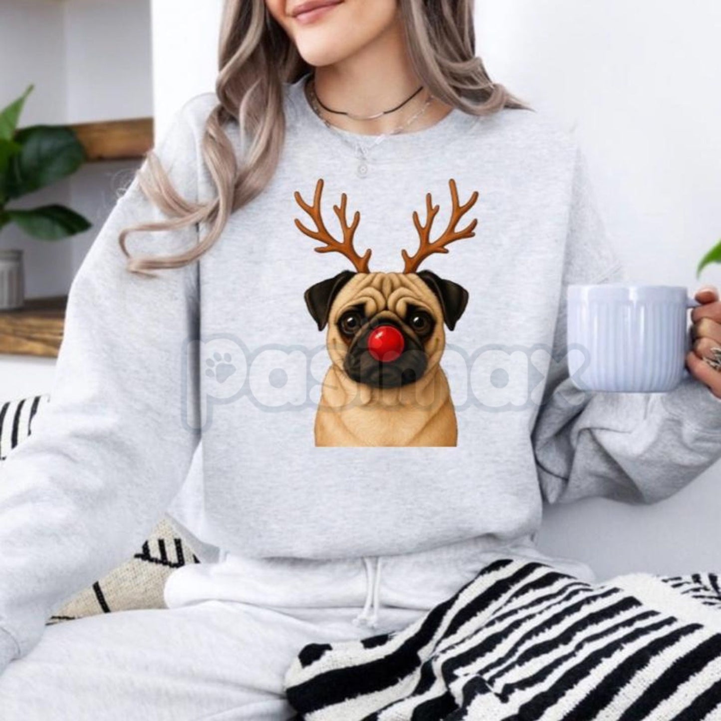 Christmas Reindeer Dog Sweatshirt – Festive Pet Graphic Holiday Apparel