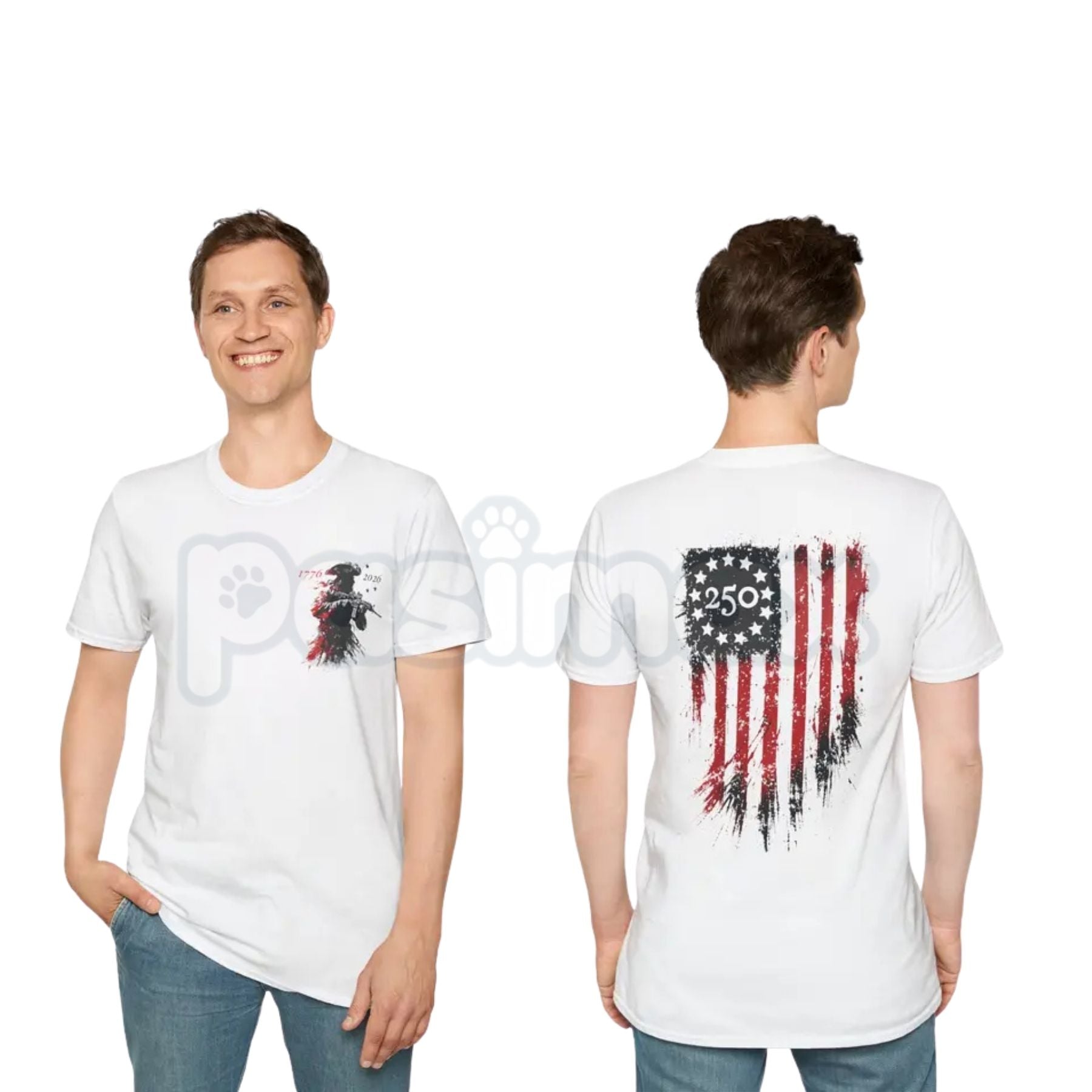 250th Anniversary Distressed American Flag T-Shirt – Semiquincentennial Revolutionary Soldier Graphic Tee-Pasimax