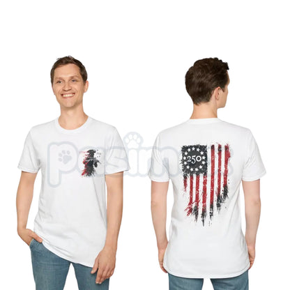 250th Anniversary Distressed American Flag T-Shirt – Semiquincentennial Revolutionary Soldier Graphic Tee-Pasimax