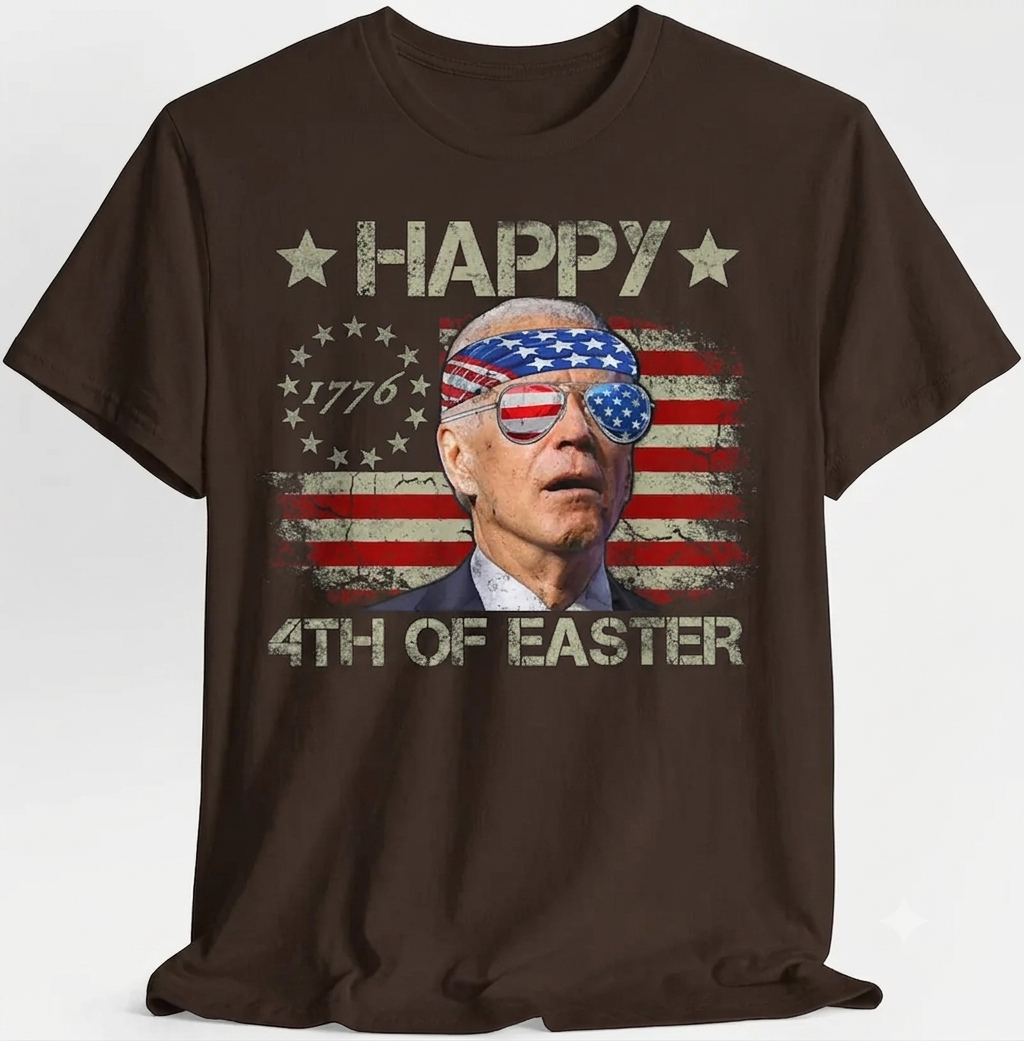 250th Anniversary Funny Joe Biden 4th of July T-Shirt – Happy 4th Of Easter Retro US Flag Unisex Graphic Tee-Pasimax
