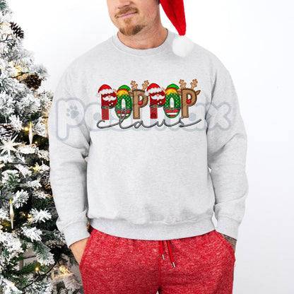 Unisex Faux Embroidery "Claus" Christmas Sweatshirt – Festive Holiday Pullover