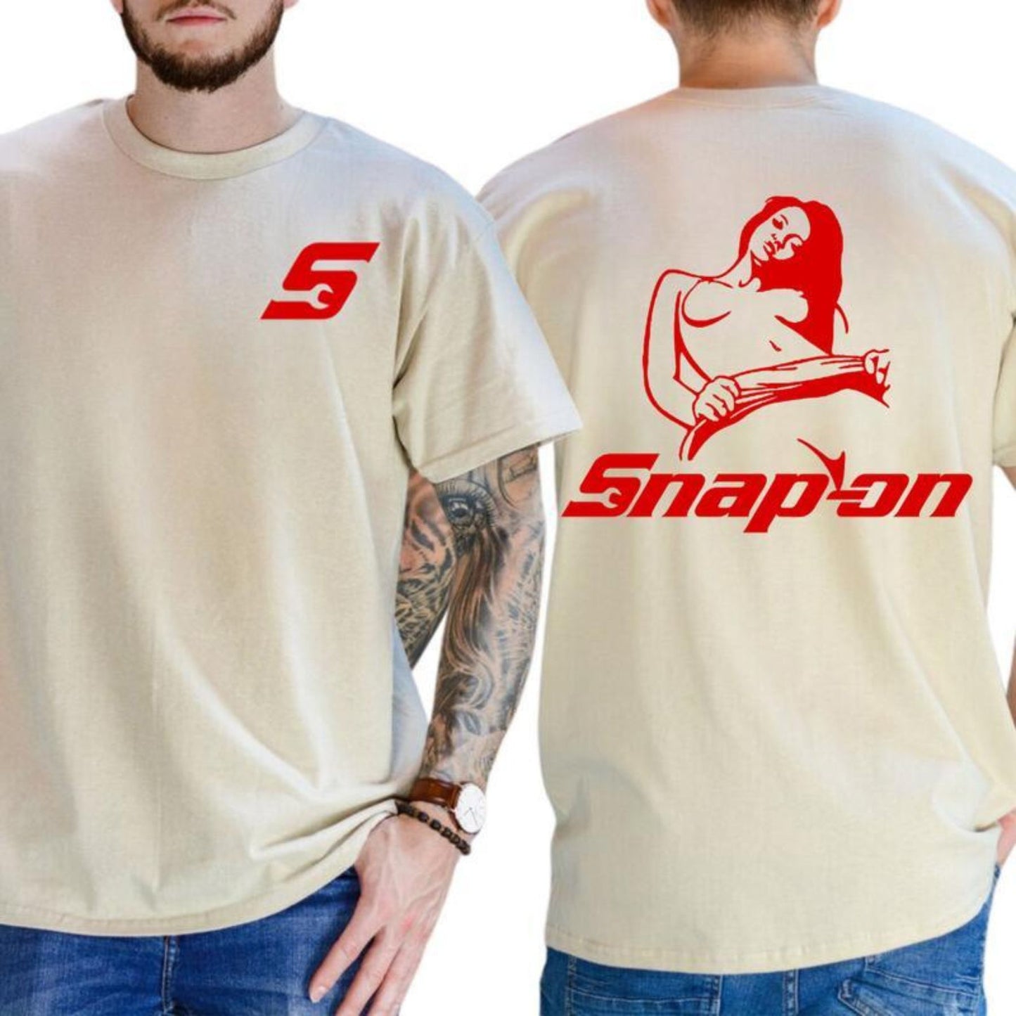 Snap-on Double Print Tee - Unique Auto Mechanic Graphic Shirt, Bold Casual Streetwear