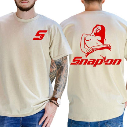 Snap-on Double Print Tee - Unique Auto Mechanic Graphic Shirt, Bold Casual Streetwear