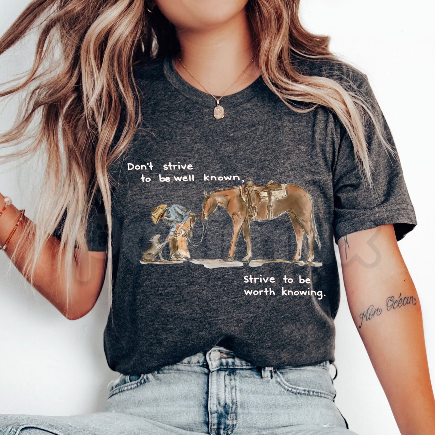 Comfort Colors® "Strive To Be Worth Knowing" T-Shirt – Inspirational Quote Graphic Tee, Aesthetic Motivational Shirt, Minimalist Mental Health Gift