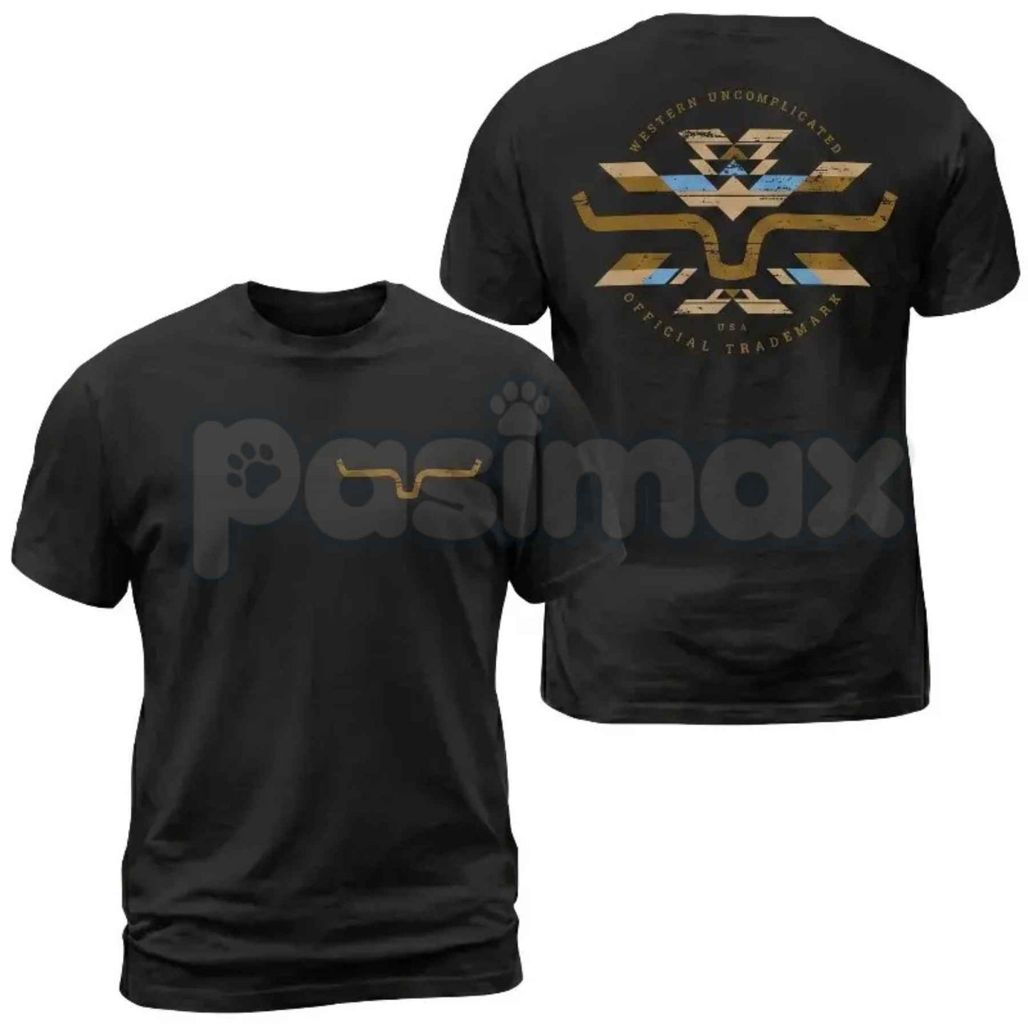 Kimes Ranch Horn Logo Aztec Print T-Shirt – Western Apparel Unisex Cotton Tee